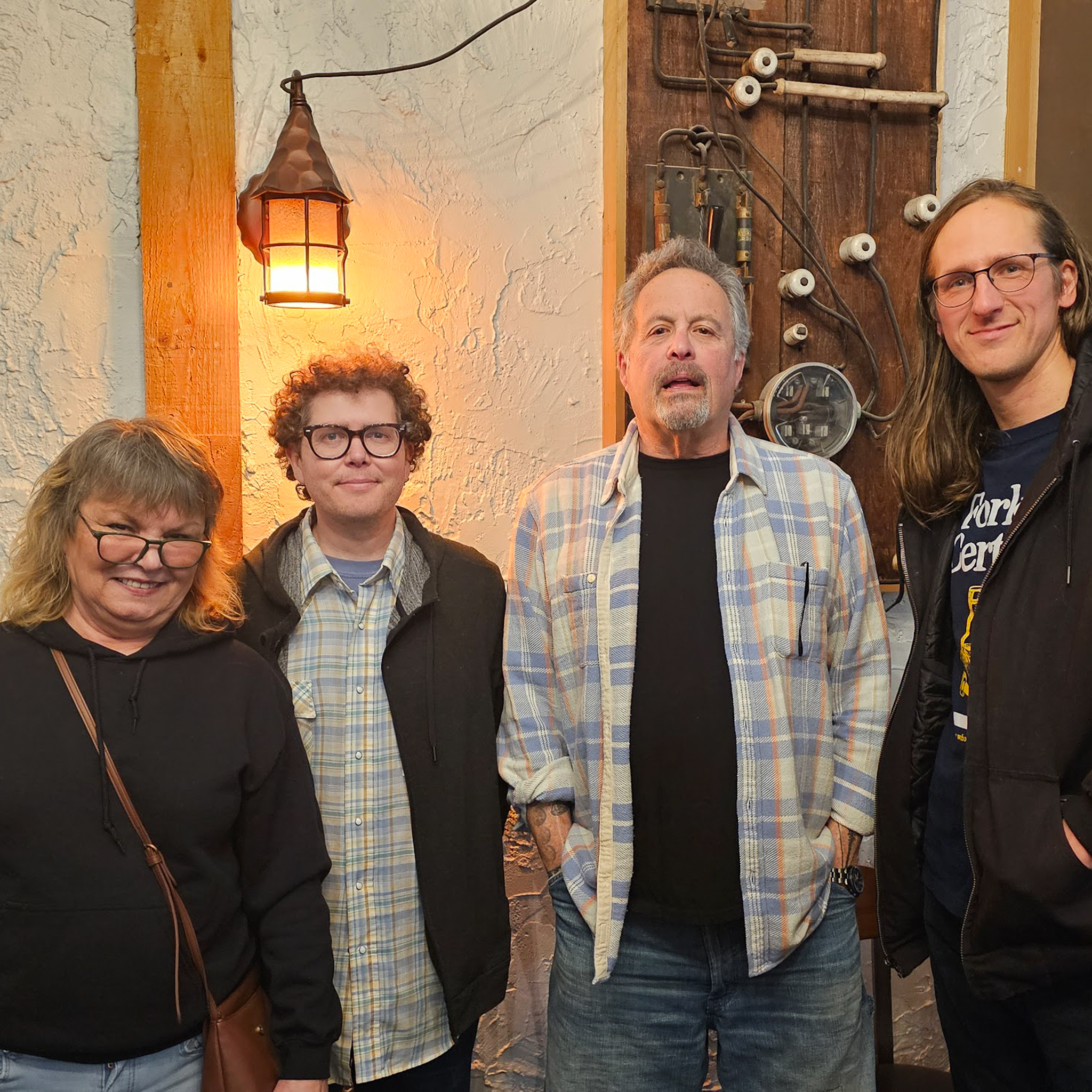 Group shot of DJs, from left to right: JC of Lost KORC, Sean of Racing Turtles, Augie West of Chasing My Tail, and Nick Martin of KORC News & Civics.